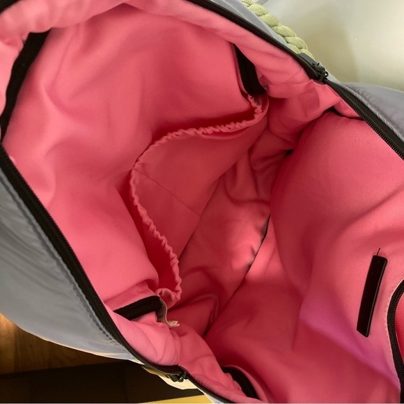 7AM Enfant Voyage Midi Bows Haze Gray/ Purple  Nylon Puffy Backpack - Picture 6 of 10